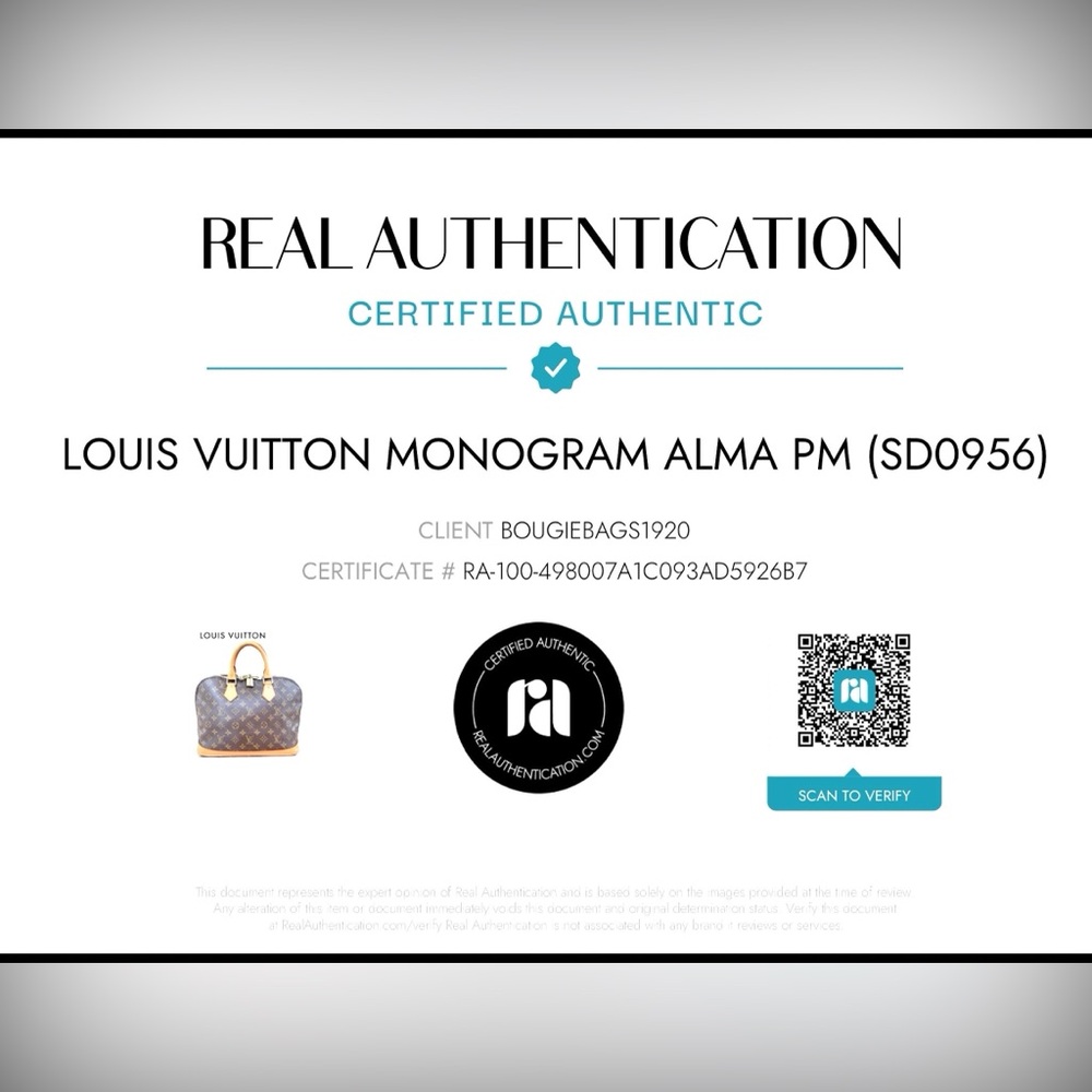 Certified Authentic LOUIS VUITTON Monogram Alma PM w/ Lock, Key, Dust Bag & COA - Picture 6 of 16
